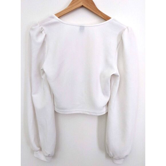 Women's SHEIN White Long Sleeve Women's Cropped Top Size Medium - Picture 2 of 4
